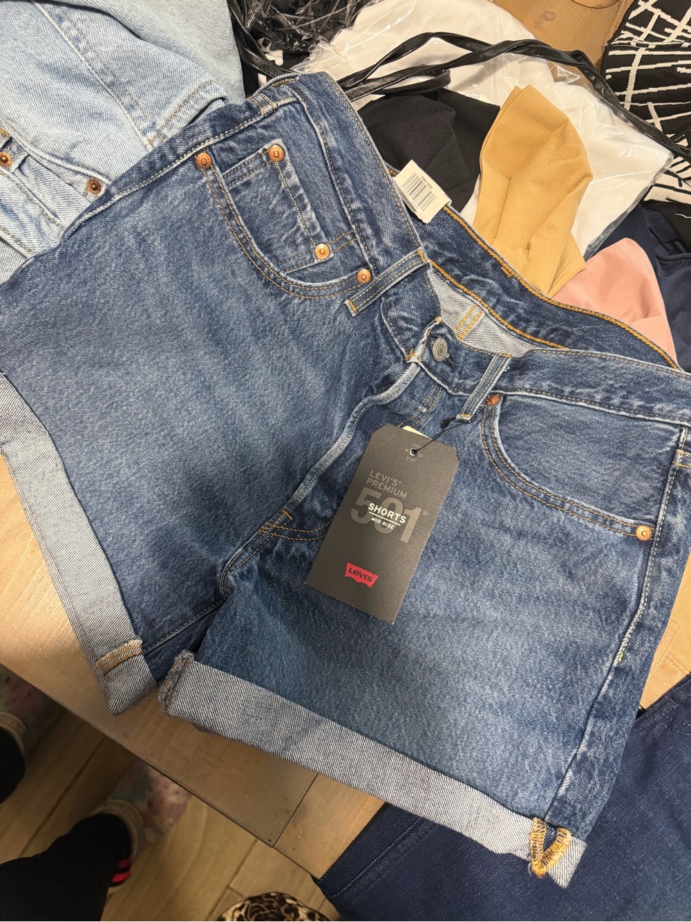 Levi's Blue 501 Mid-Rise Denim Shorts
